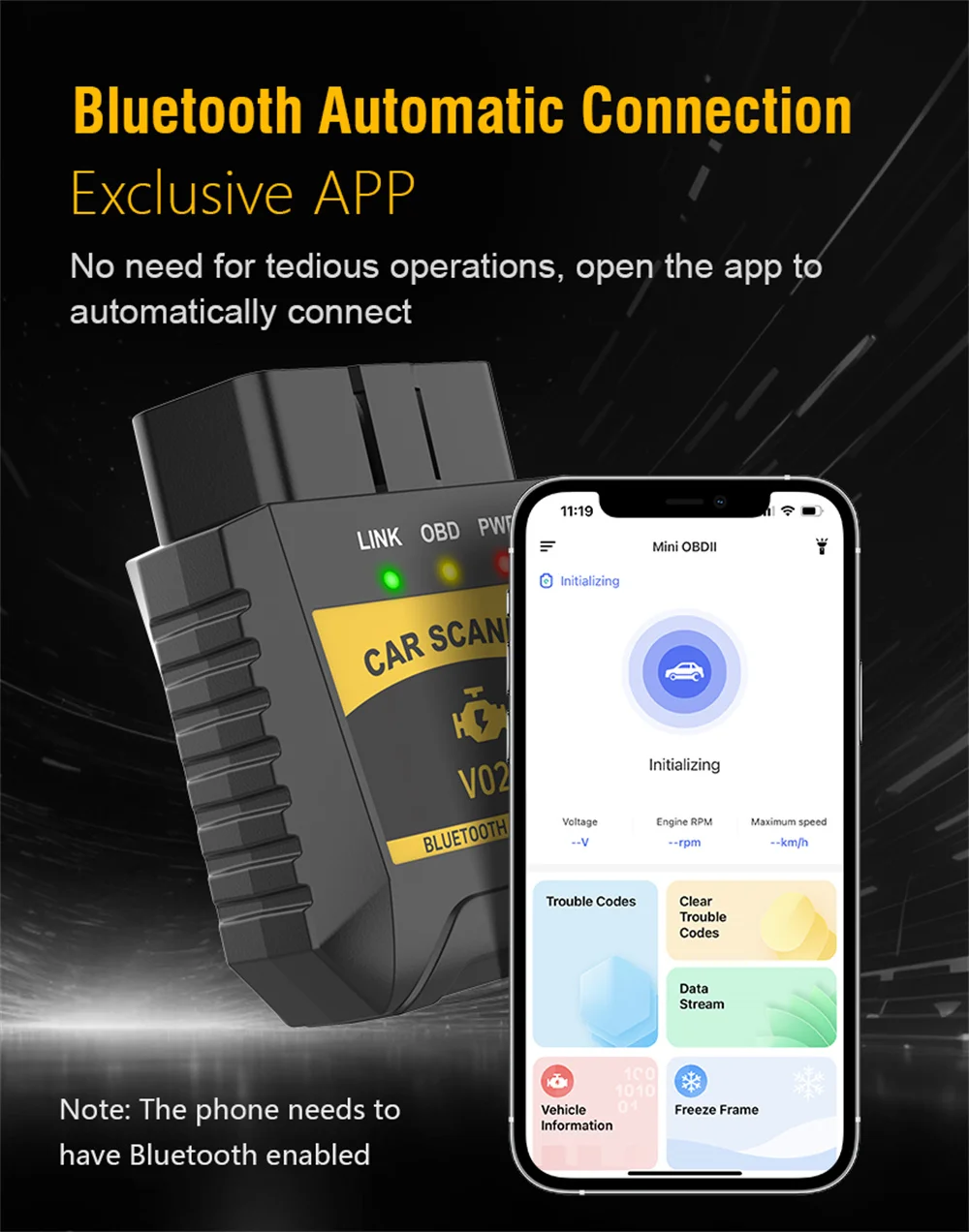V020 elm327 v1.5 obd2 сканер поддержка Bluetooth 4 для ios/android/ПК elm 327 считыватель кодов чистый