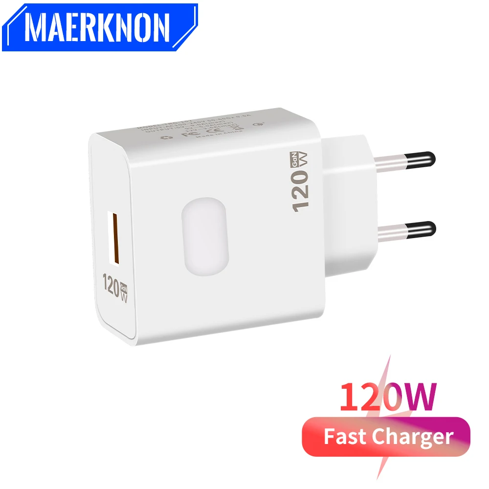 

USB GaN Charger 120W Quick Charge QC3.0 CellPhone Adapter For iPhone 14 13 Pro Samsung Xiaomi Wall Charger Fast Charging Charger