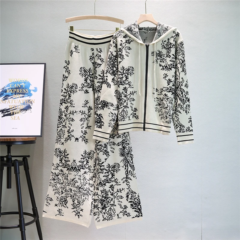 Женский винтажный трикотажный спортивный костюм с принтом повседневная куртка