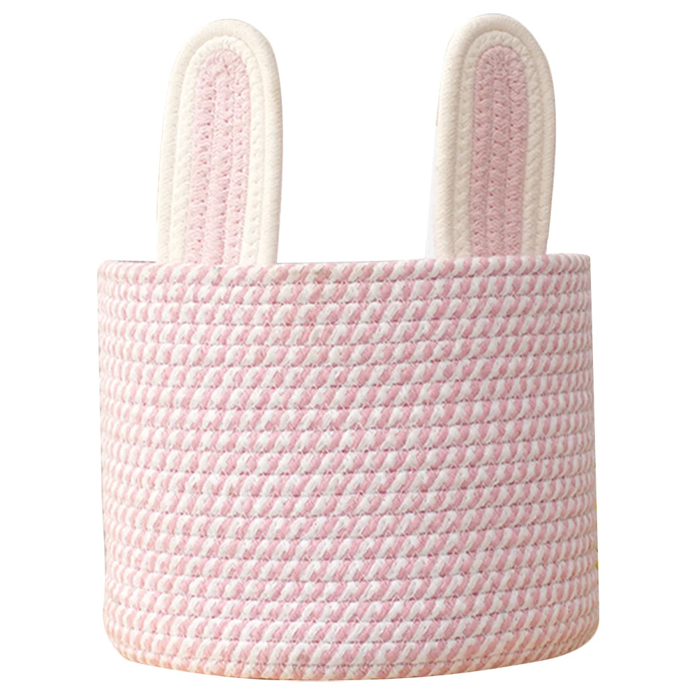 

Rope Basket Basket Clothes Blanket Basket Handles Weaved Basket Rabbit Ear Storage Basket Container Cotton Rope Storage Basket