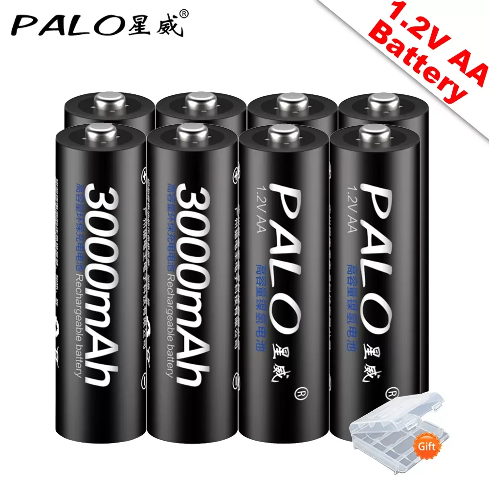 

NEW2023 PALO 100% Original 1.2V AA Rechargeable Batteries 3000mAh Ni-MH AA Rechargeble Battery for camera Anti-dropping toy ca