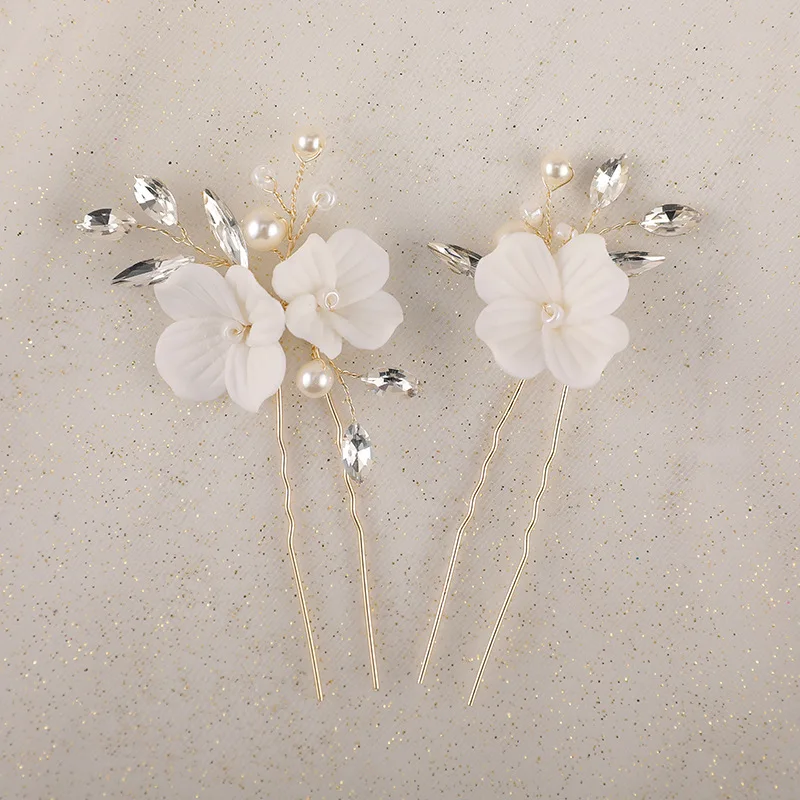 

Floralbride сплав лист керамический цветок Стразы кристалл жемчуг свадебные заколки для волос Свадебная наклейка для волос женские аксессуары для волос