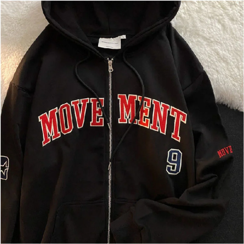 

Hoodies Print Letter Casual Women New Streetwear Vintage Top Simple Autumn Y2K Thin Korean gothic ins College