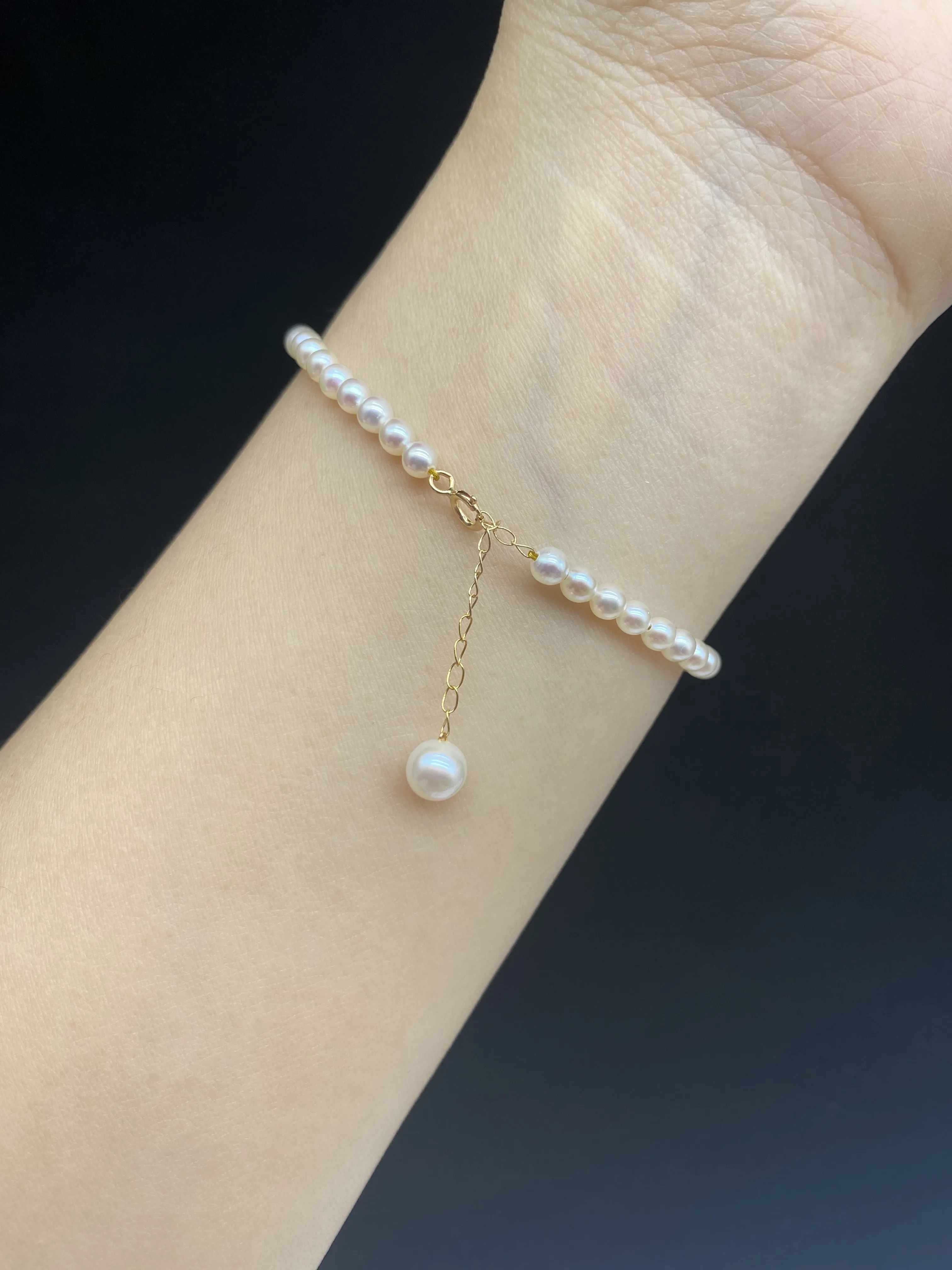 Мини 3-4 мм японский браслет из натурального жемчуга Akoya натуральные женские