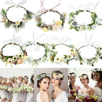 bridesmaid hair flower headband floral garland headdress bridal shower wreath wedding hair accessories flower crown headpieces