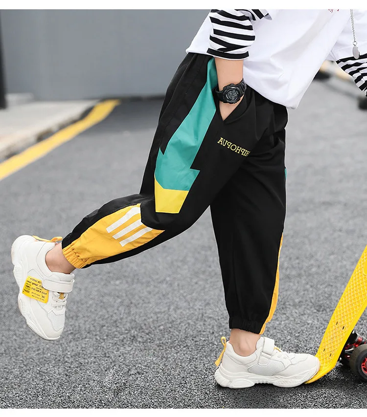 

Спортивные штаны для мальчиков в стиле хип-хоп, повседневные брюки-карго, штаны с эластичным поясом, шаровары, детская одежда, уличная одежд...