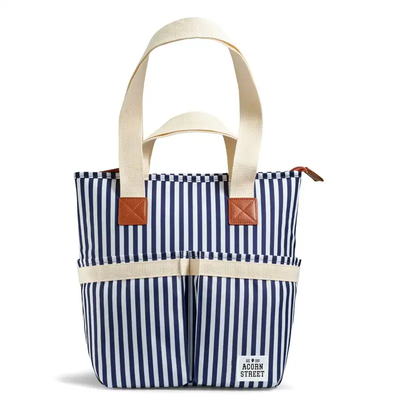 Tote Bag With Removable Divider, Navy Vineyard Stripe Clear 