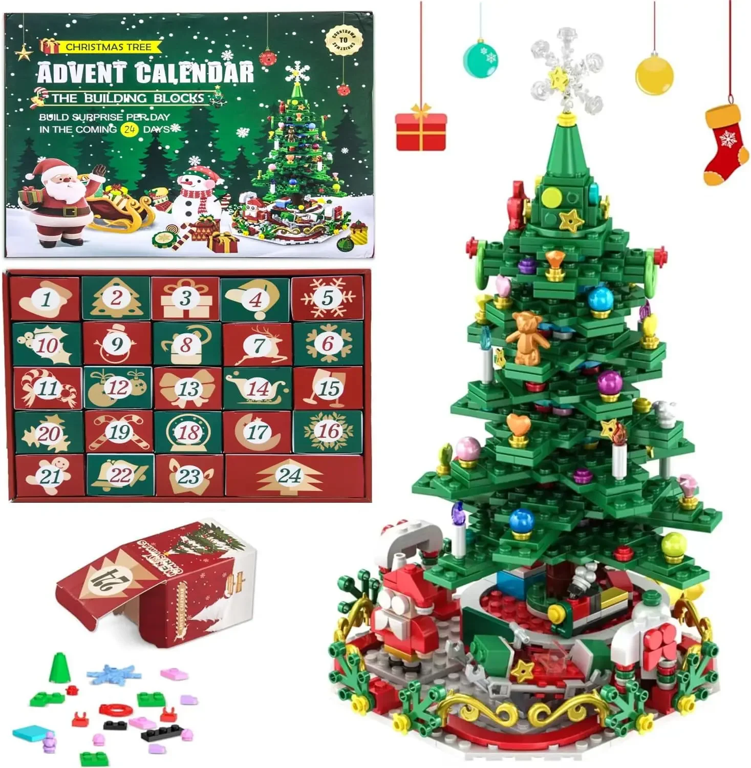 Адвент-календарь на 2024 год набор для строительства рождественской елки со