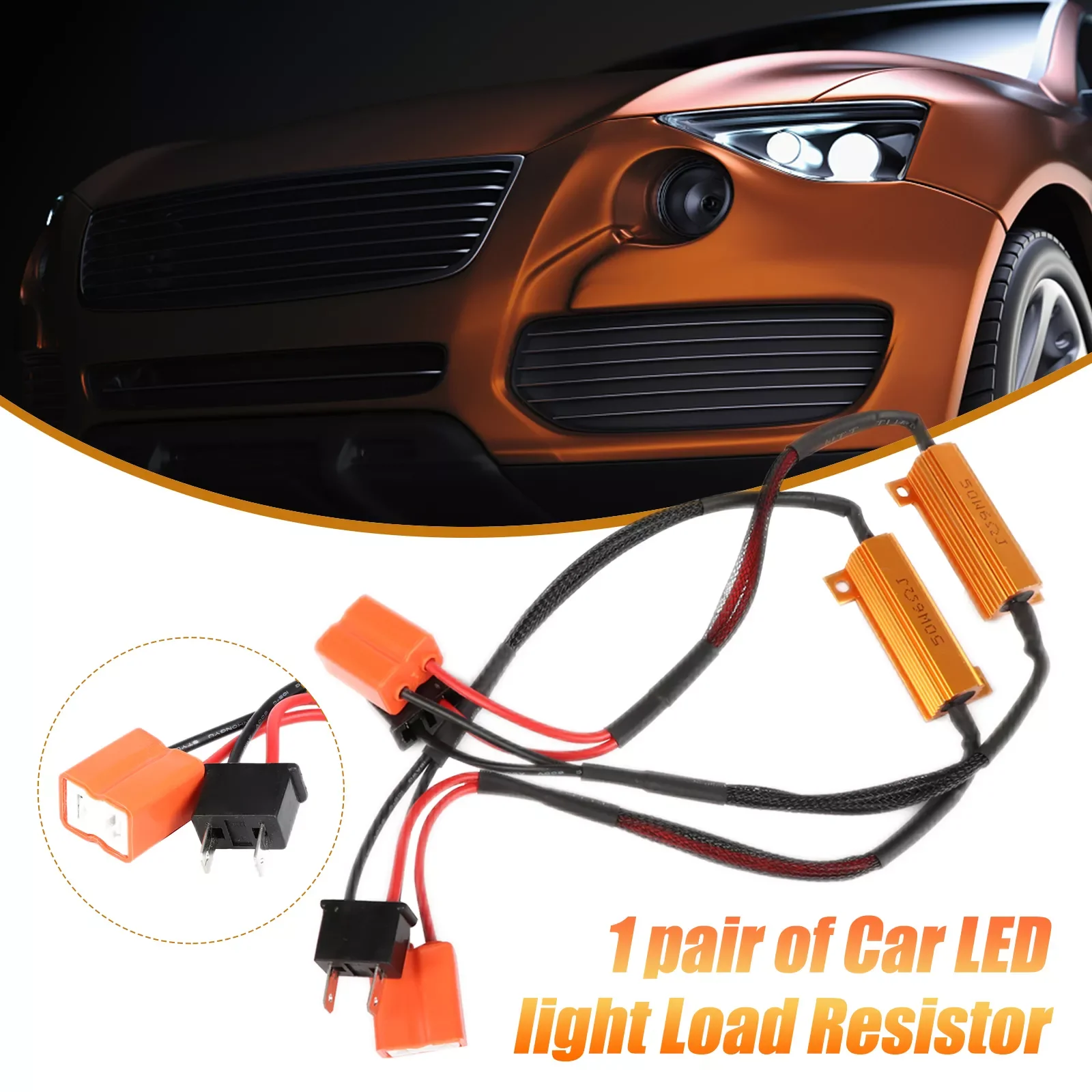 

2pcs H7 50W 6Ω Car LED Canbus Load Resistor Controller Warning Canceler LED Decoder Light Error Free 12V-24V Resistance