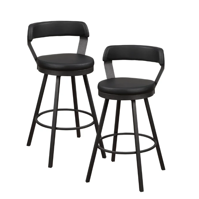 

OakvillePark Belmar Swivel Pub Height Barstool (Set of 2), Black