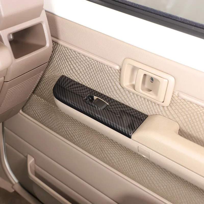 Фото Для Toyota Land Cruiser LC70 76 78 79 2007-2026: накладка на панель управления стеклоподъемниками из АБС-пластика под карбон, аксессуары для интерьера автомобиля №5