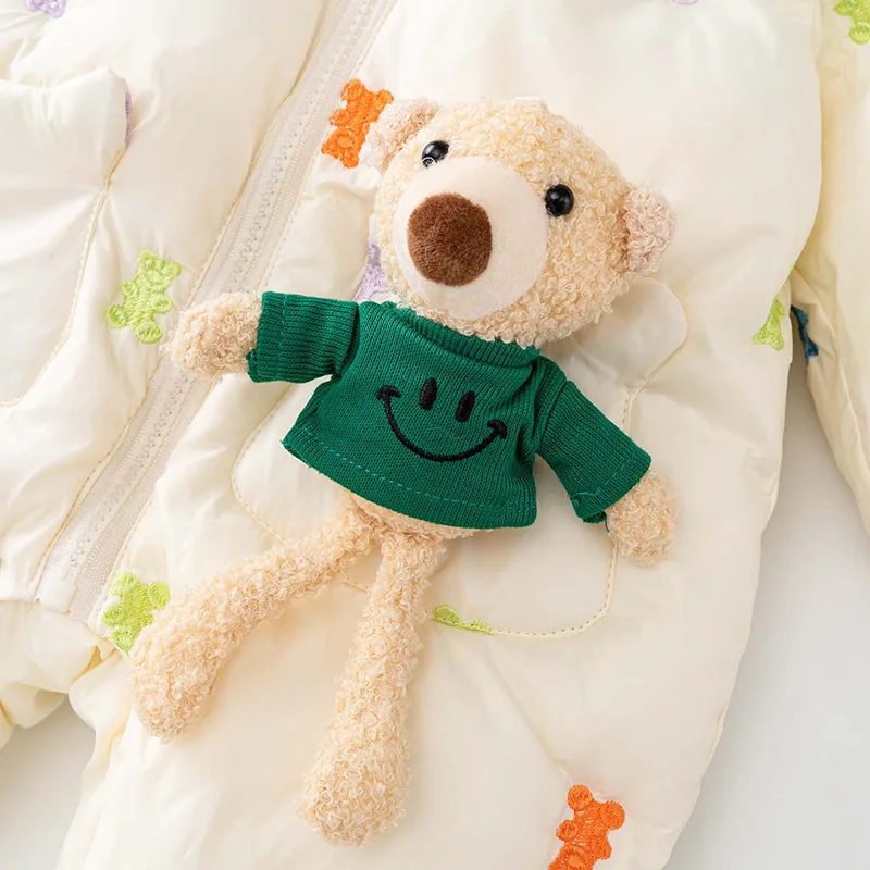 Freely Move Baby Clothes Winter Thickened Cotton Jumpsuit New Newborn Down Clothes Cute Infant Baby Cartoon Print Hooded Romper