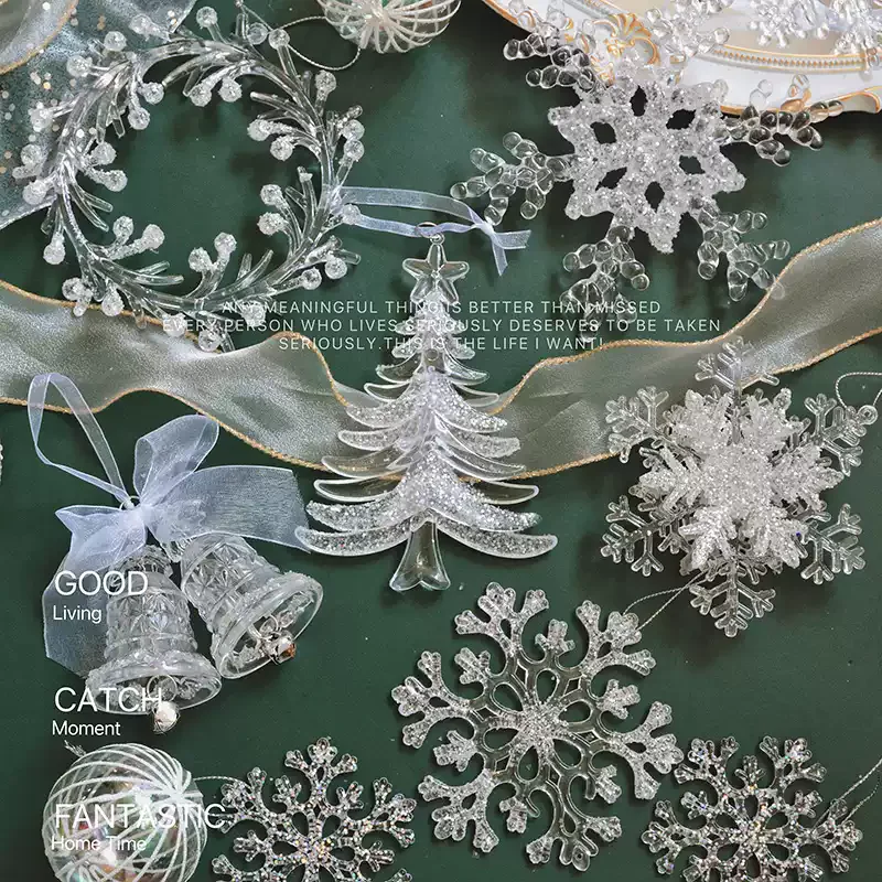 Кристалл акриловый блестящий прозрачный снежинка рождественская елка орнамент