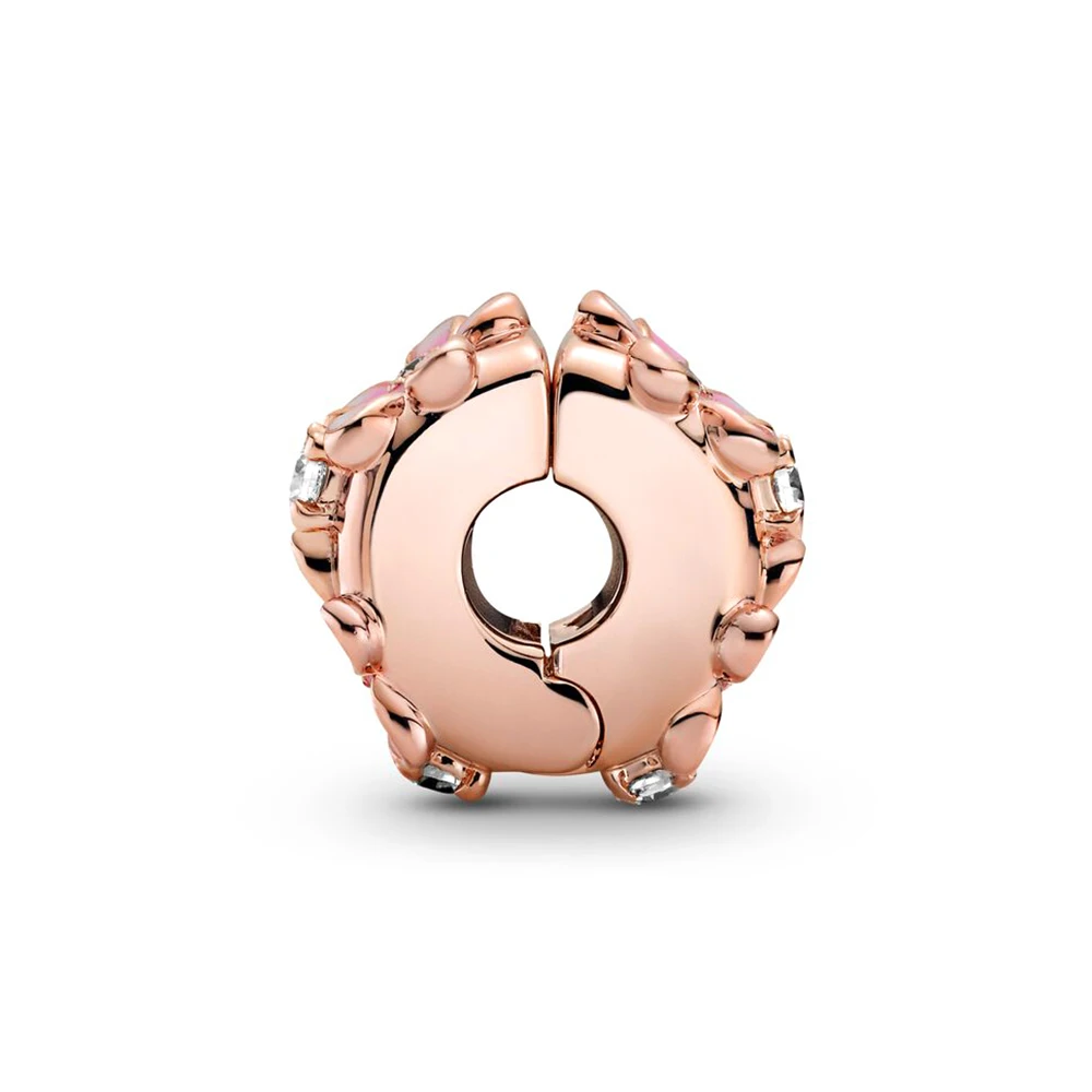 Pandora – boucle fixe antidérapante en argent 925, marguerite rose, pour la fabrication de bijoux à la mode, bricolage comme cadeau pour femmes 2