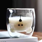 Креативная кофейная кружка INS 250 мл, чашка с двойными стенками для молока, милая стеклянная кружка, подарок на день Святого Валентина, Рождественский подарок с медведем