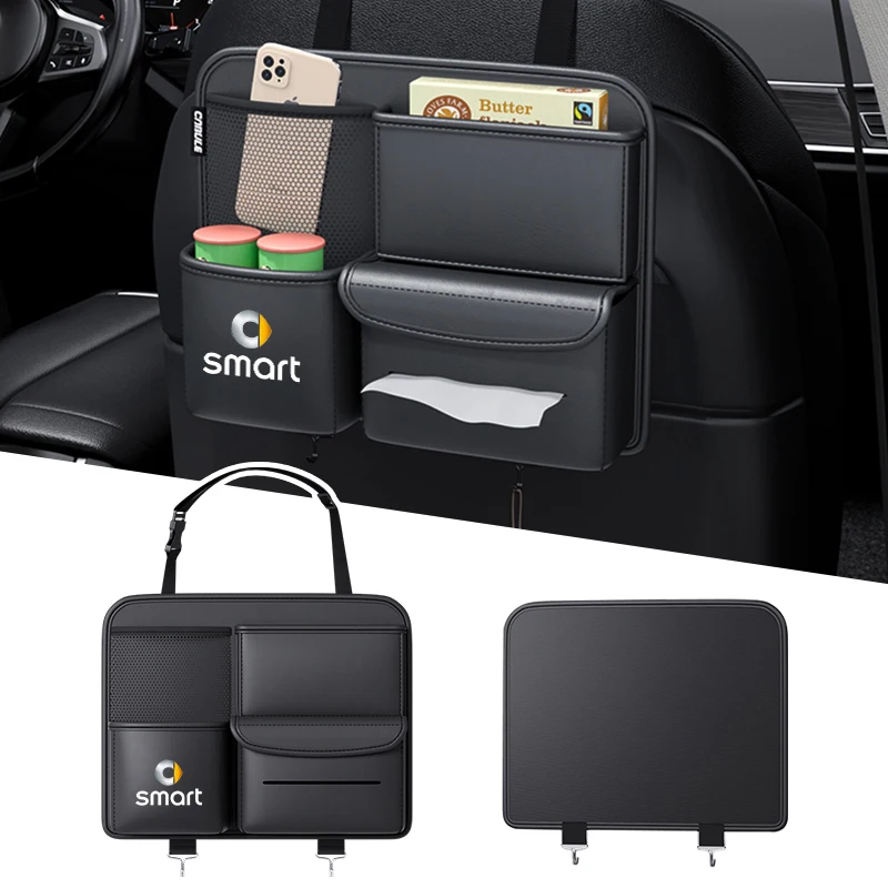 

1pc Car Back Seat Organizers and Storage Multi Bag PU Leather Car Backseat Organizer for Smart Fortwo Forfour 451 453 Roadster