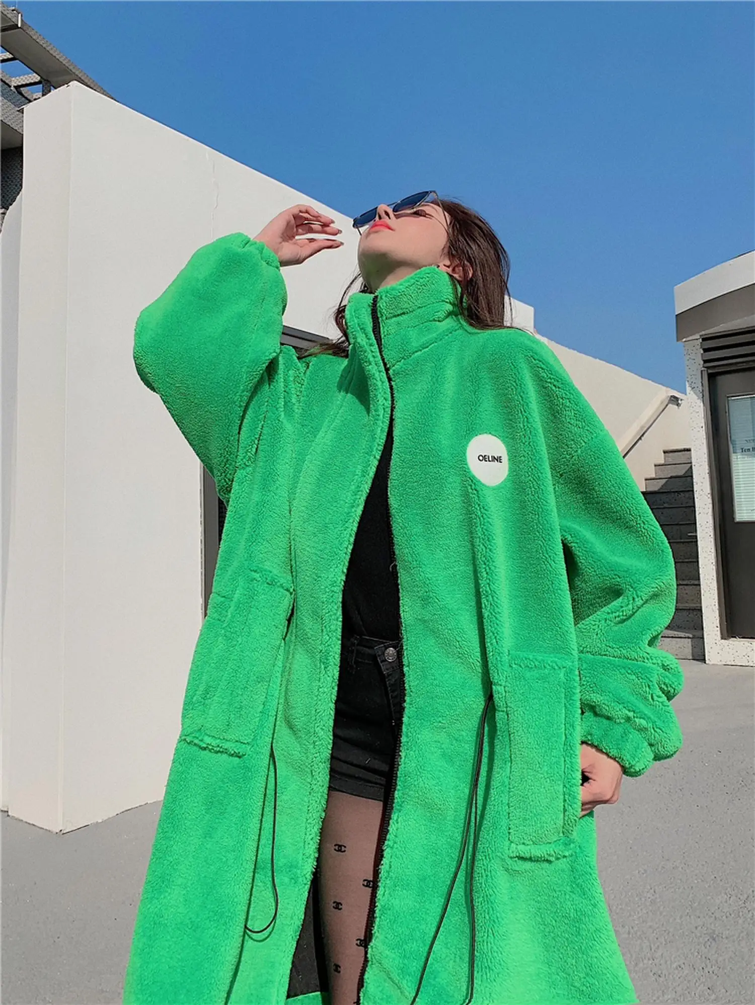 

Женское зимнее пальто, Толстые средней длины из искусственной овечьей шерсти, нишевые Теплые Топы большого размера, модная уличная одежда