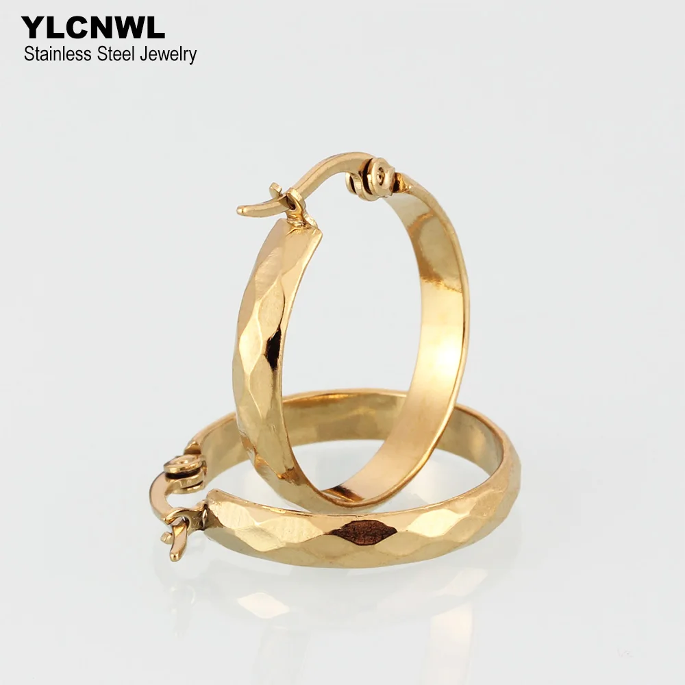Fashion Stainless Steel Hoop Earrings Woman Gold Silver Color Punk Style Ladies Jewelry Gift