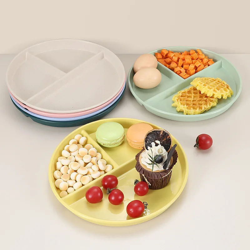 

Japanese-style Grid DishFat-reducing Separate Plastic Three-grid Household Adults Dinner Plates Sets Holder Kitchen Organizer