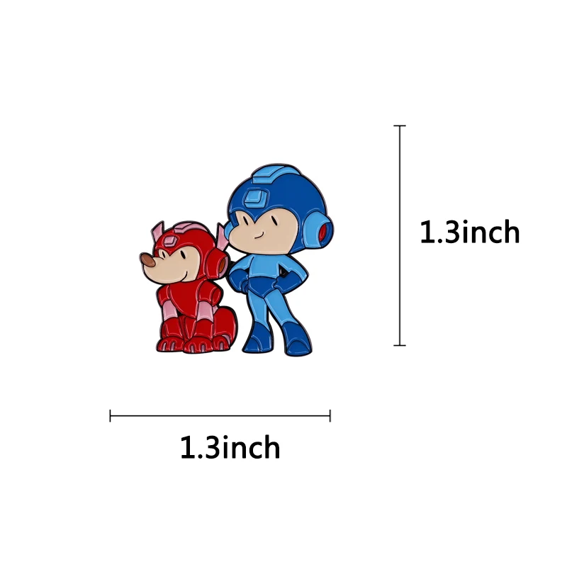 Эмалированная шпилька Mega-Man и Red Robot Dog для видеоигр значок вдохновения |