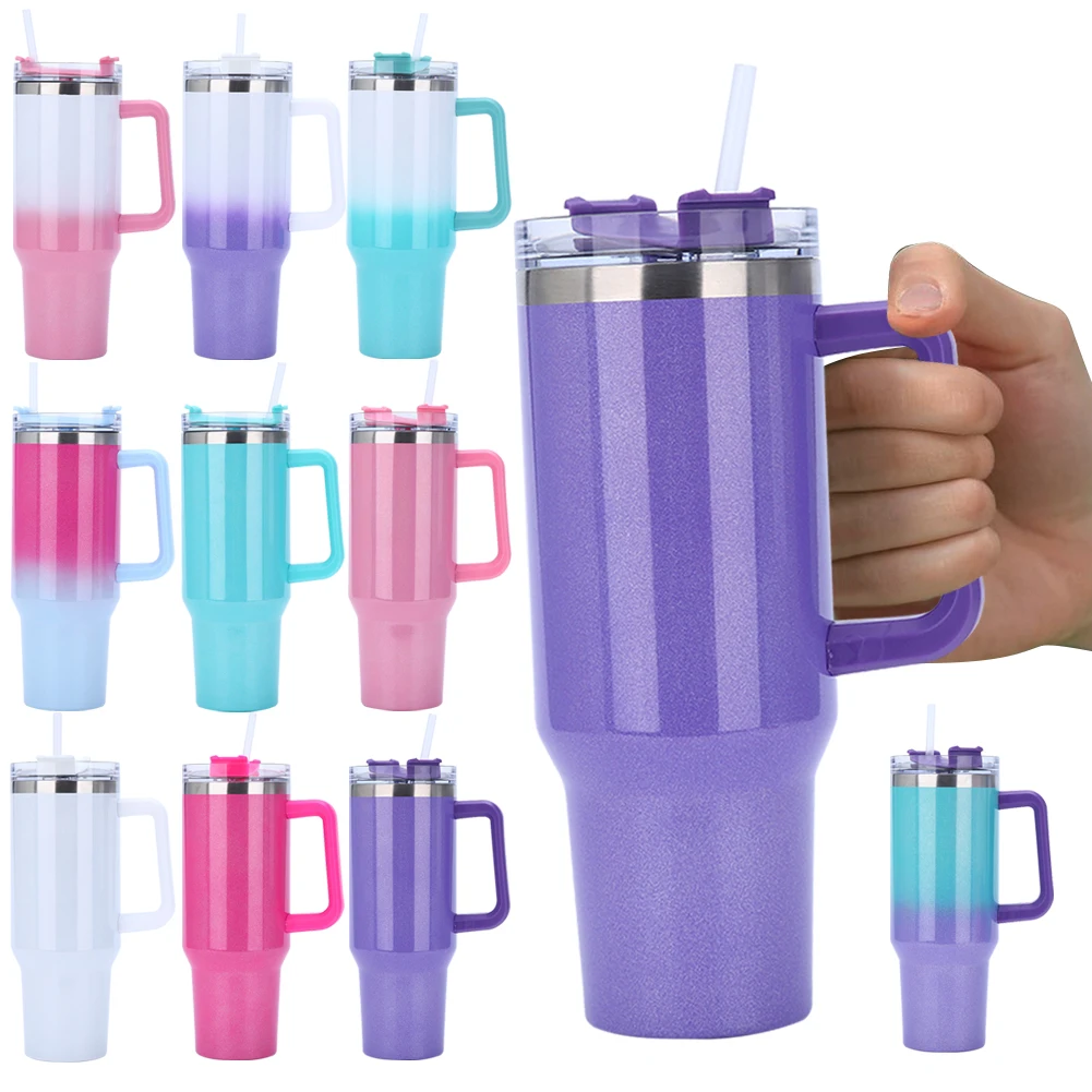 Дорожная кружка для кофе со льдом 40 унций термос с ручкой и соломинкой из