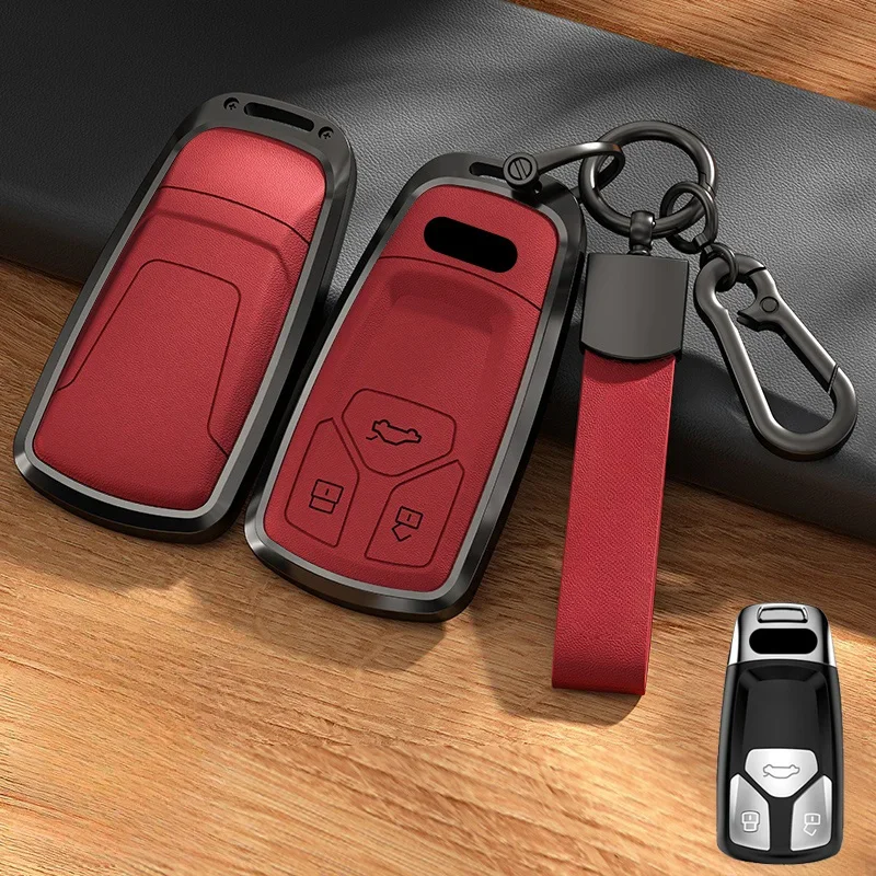 Кожаный Автомобильный Брелок для смарт-ключей из алюминиевого сплава брелок Audi A4