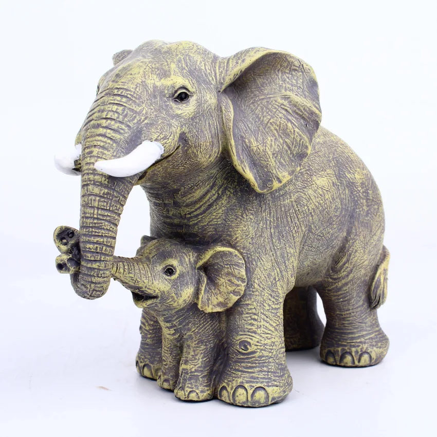 

Figurines Mother/Son Elephant Resin Statue Home Decor Living Room Desk Office Home Decoration Ornaments Creative Gifts