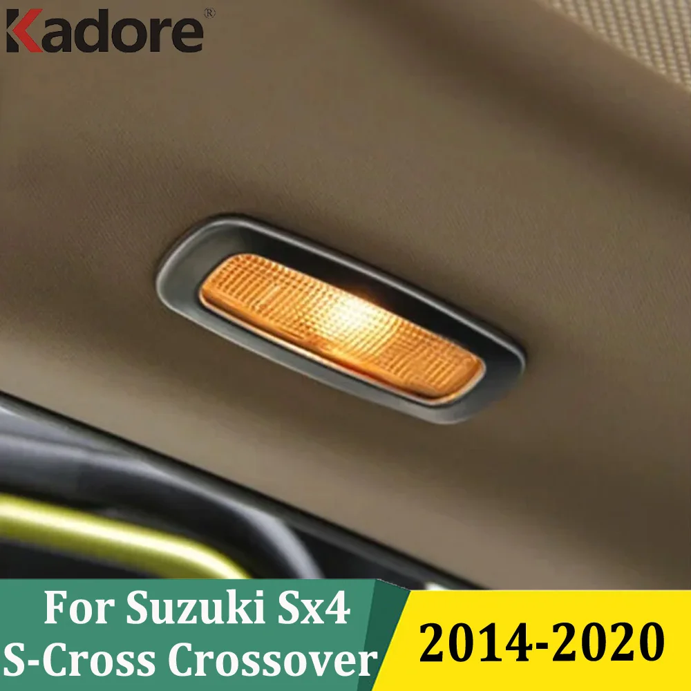 Фото Для Suzuki SX4 S-Cross 2014-2020: накладки на плафоны освещения салона, рамки для ламп, автомобильные аксессуары №1