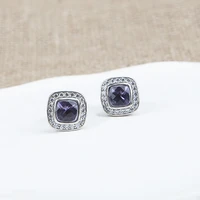 womens earrings 7mm twisted wire purple zircon fashion design women wedding jewelry earrings