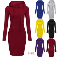 womens sweater dress 2022 fashion hoodie long sleeve dress womens casual pure color hooded robe