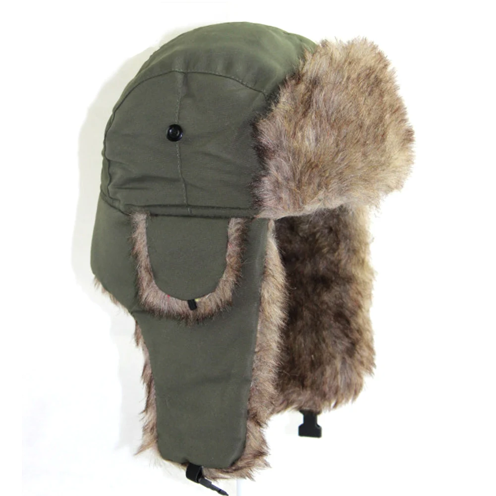 2022 Winter Russian Hat Trapper Bomber Warm Trooper Ear Flaps Cap Headwear Bonnet Men Women Winter Ski Hat Fluffy Faux Fur Cap images - 6