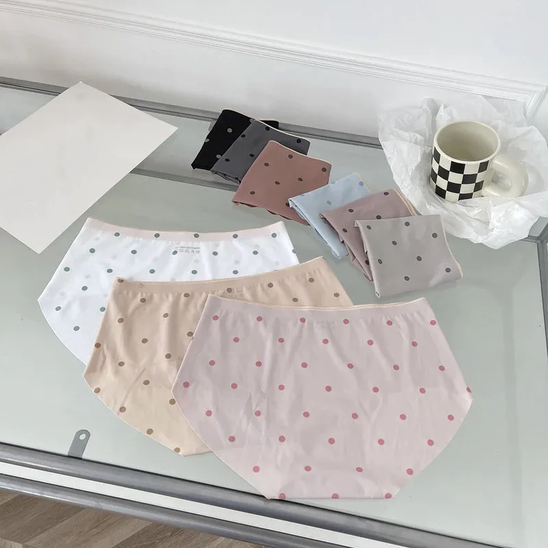 

Traceless Wave Point Mid-high Waist Underwear Women's Seamless Panties Ice Silk Lingerie Sexy Underwear Girl Comfort Underpant