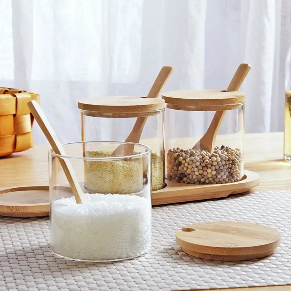 

Modern Style Kitchen Seasoning Box Pepper Salt Spice Bottle Glass Sugar Jar Transparent Spice Containers Household Kitchen Tools