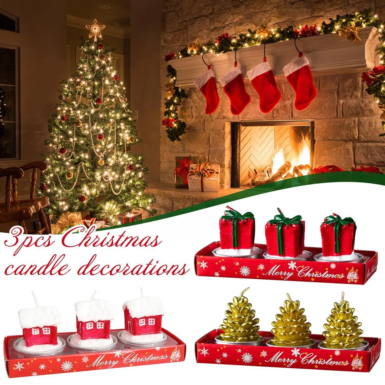 

Рождественские свечи, Счастливого Рождества, Рождественская елка, настольные украшения для дома, декоративная свеча, Рождественская, Рождественская вечеринка U6S6