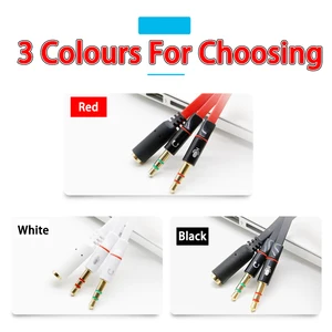 3.5 mm Black Headphone Earphone Audio Cable Micphone Y Splitter Adapter 1 Female to 2 male Connected Cord to Laptop PC