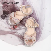 kids sandals 2022 summer toddler flat girls fashion brand beach shoes princess dress party pearl crystal soft sole baby shoes