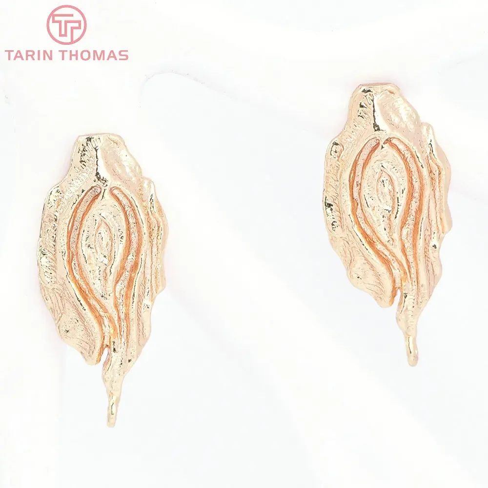 (8190) 6 шт. 9x21 мм 24-каратное золото цвет латунь нерегулярные ретро серьги-гвоздики