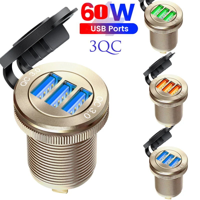 

12v/24v camping car usb socket for Car Boat Marine Truck fast charge usb outlet 3.0 socket for golf audi bmw assesories