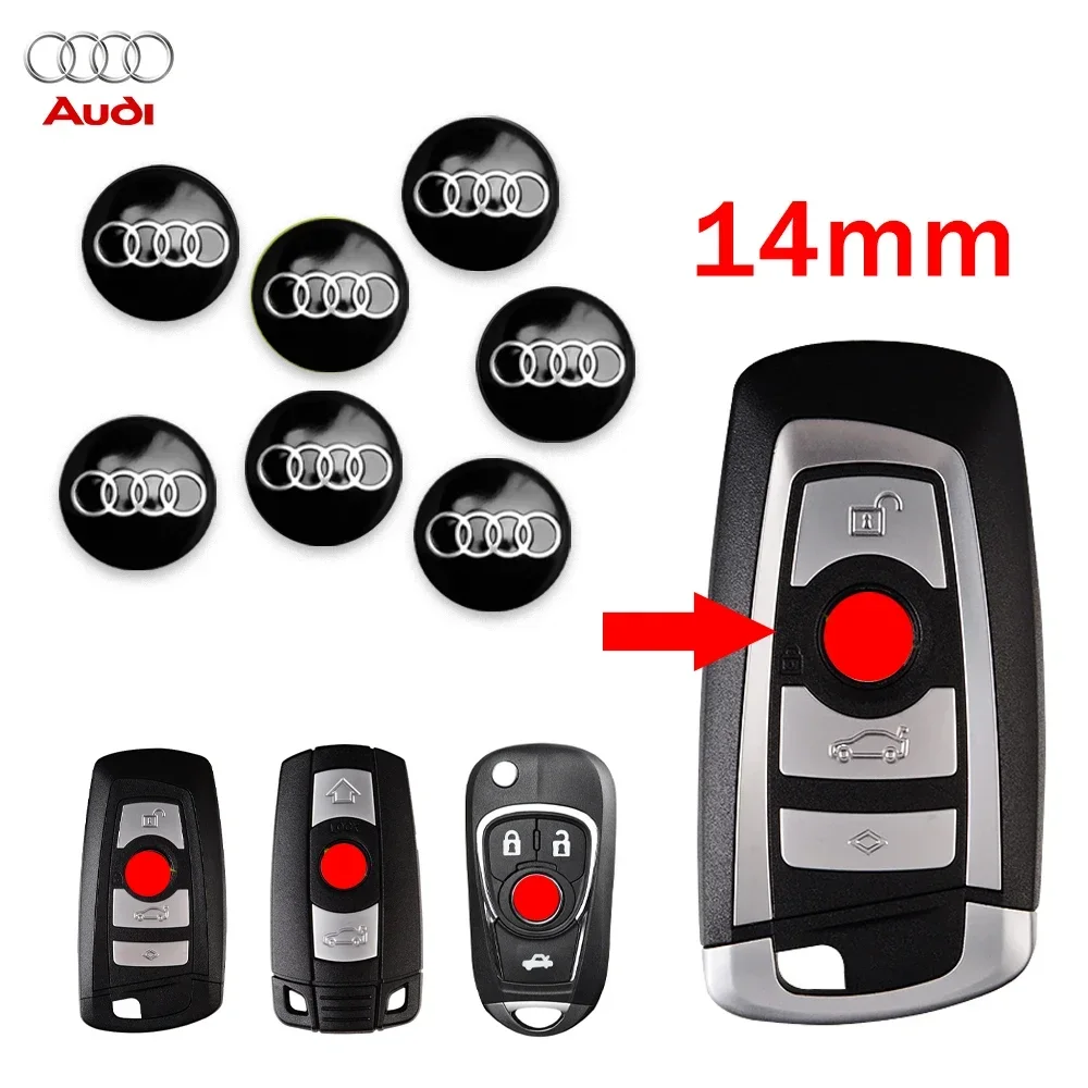 

14 мм корпус автомобиля, эмблема с дистанционным ключом, наклейка, эмблема для Audi BMW Volkswagen Seat Hyundai KIA Benz TOYOTA Ford Buick Subaru