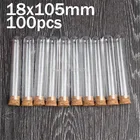 100 шт.лот 18x105 мм пластиковая пробирка с пробкой прозрачная как стекло, лабораторные школьные образовательные принадлежности