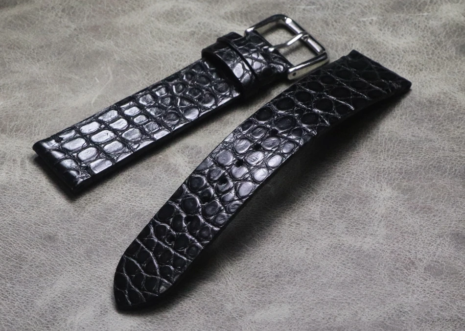 

Ultra-thin Black Alligator strap 18 19 20 21 22mm High-end Handmade watchband Crocodile skin Genuine Leather watch band Belt