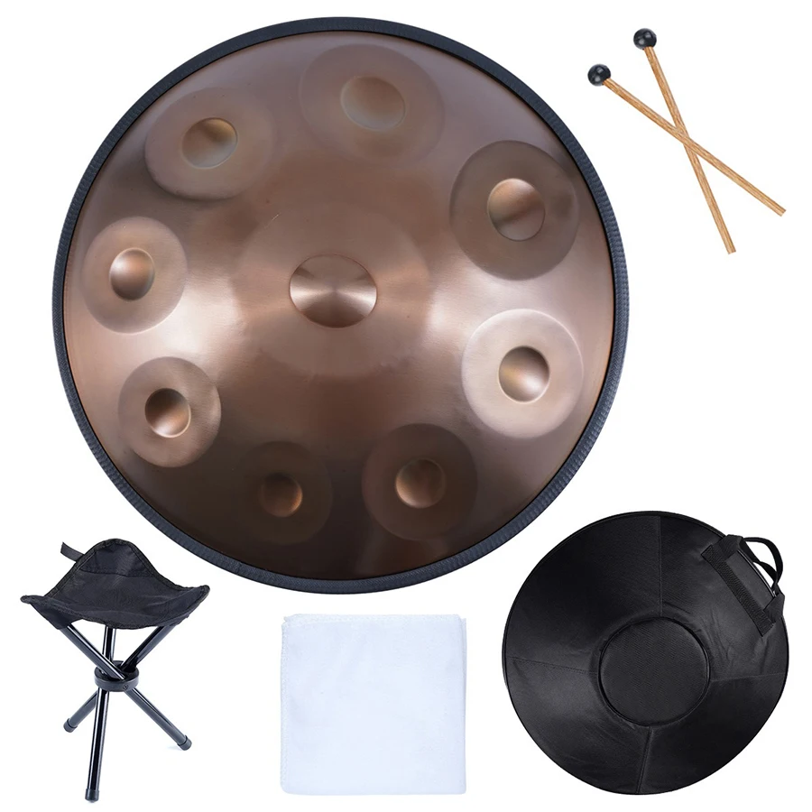 22 Inch Handpan Hand Drum 9/10 Tones Ethereal Drum Professional Tambourine Music Drums Musical Instruments with Accessories Gift