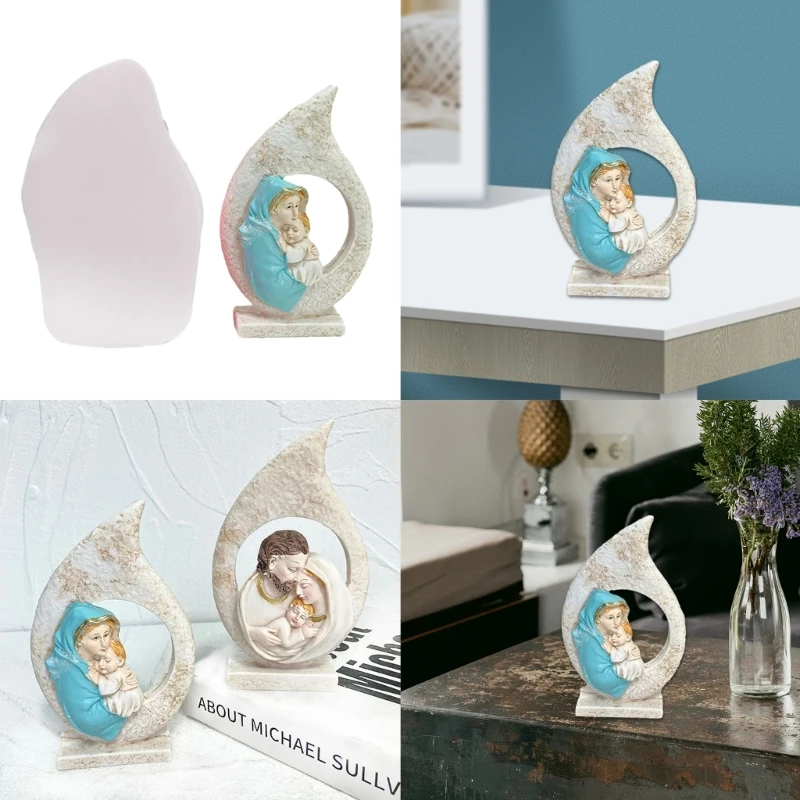 

Holy Family Gypsum Ornaments Mold Waterdrop Candle Silicone Mold Christianity Family Scenteds Candle Resin Molds DropShipping