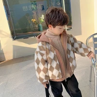 boys lamb wool fleece padded coat 2022 autumn and winter new baby furry sweater winter clothes western style childrens top