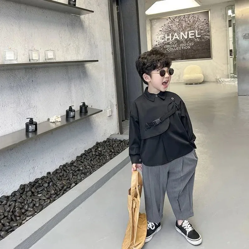 2022 New Spring Summer Autumn Boys Fashion Design Lapel Handsome Shirt Coat