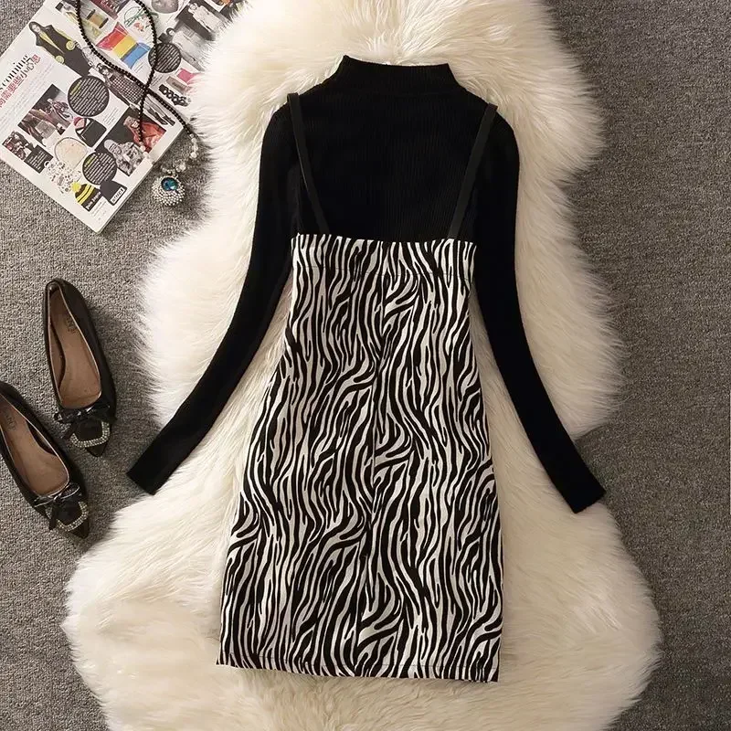 2024 весеннее новое тонкое темпераментное платье-футляр с рисунком зебры