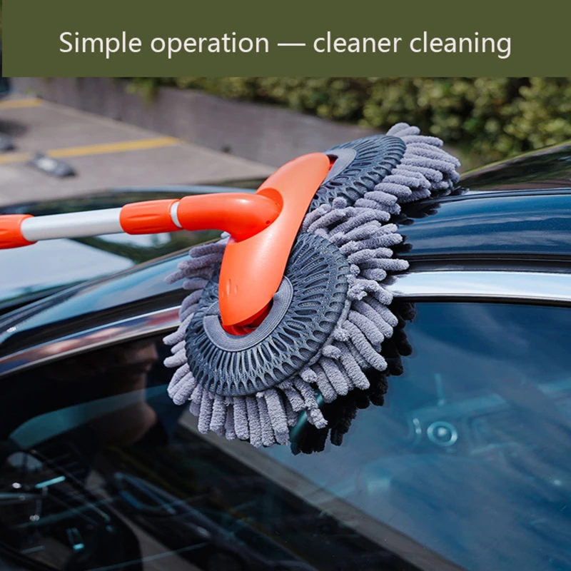 

New Rotation Car Wash Brush Dual brush heads Telescoping Long Handle Cleaning Mop Chenille Broom Auto Accessories Tool