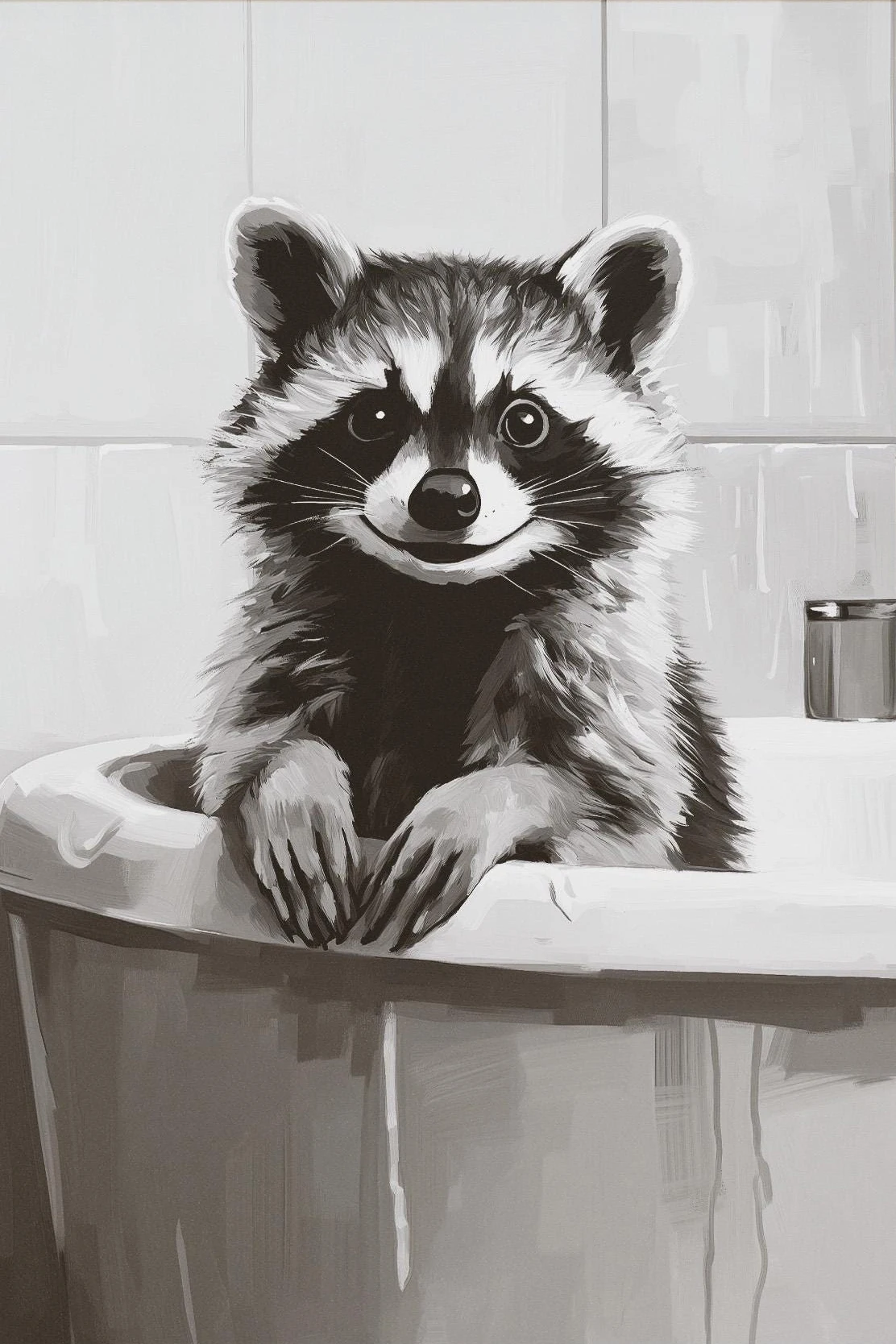 

Живопись "Милый енот в ванне", печать на холсте