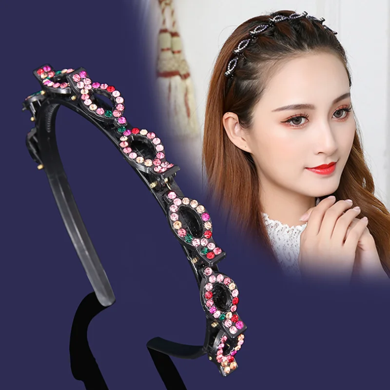 

Rhinestone Double Bangs Hairpin Hairband Hairstyle Hair Clips Hoop Headbands for Women Barrettes Hair Styler Pin Accessories