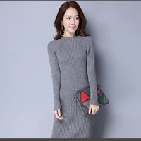 women knitted dress autumn winter warm long sleeve solid sweater dresses slim bodycon sheath knit dress vestidos